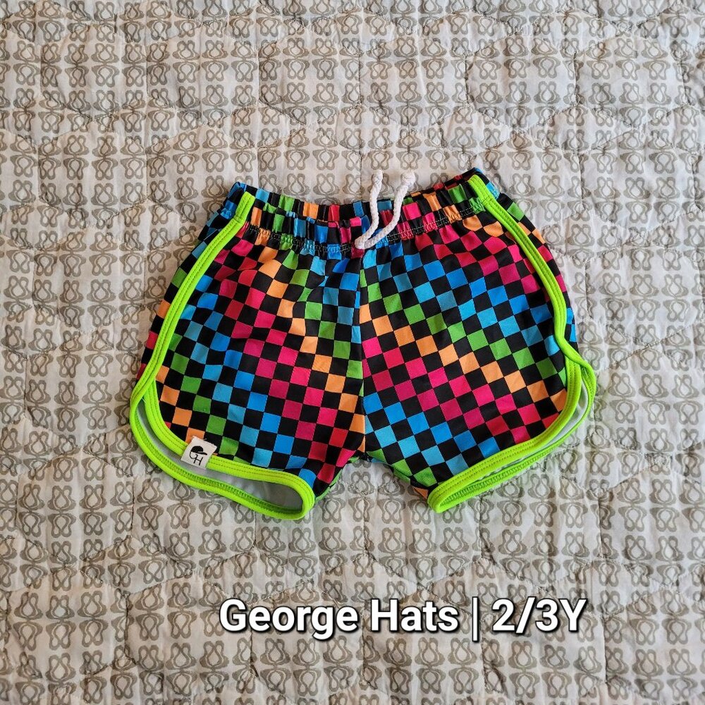 George Hats | Neon Check Swim Trunks